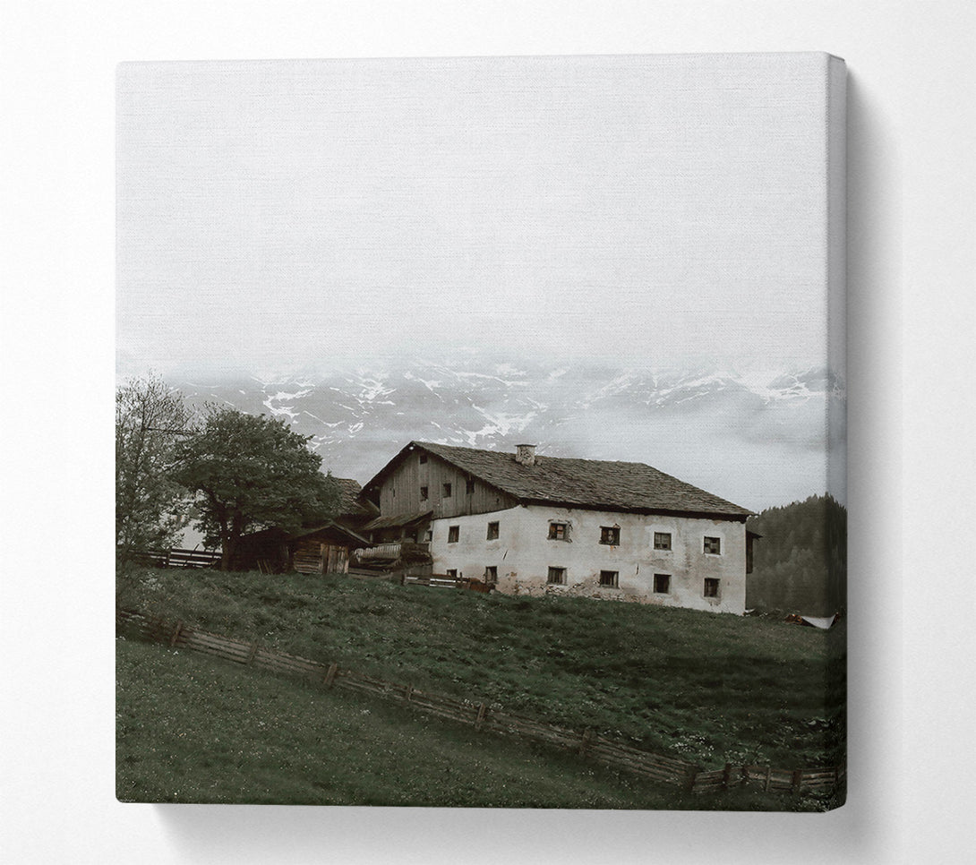  A Canvas Print of Green House In Fog Canvas Wall Art