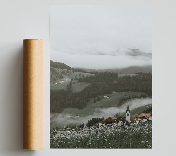 Green Mist Village Giclee Print