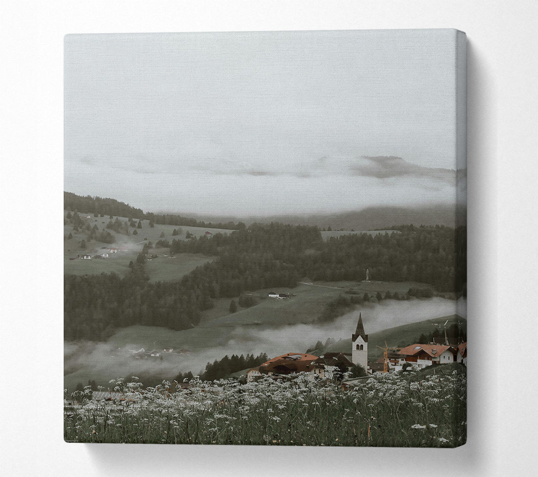  A Canvas Print of Green Mist Village Canvas Art
