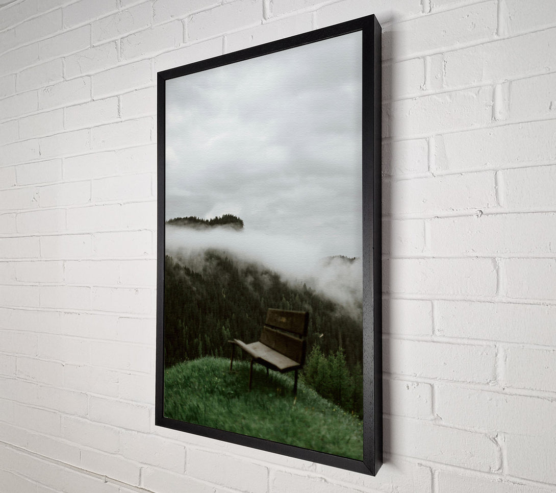  A Canvas Print of Green Foggy Bench Canvas Wall Art