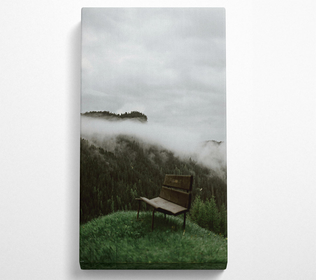  A Canvas Print of Green Foggy Bench Canvas Wall Art