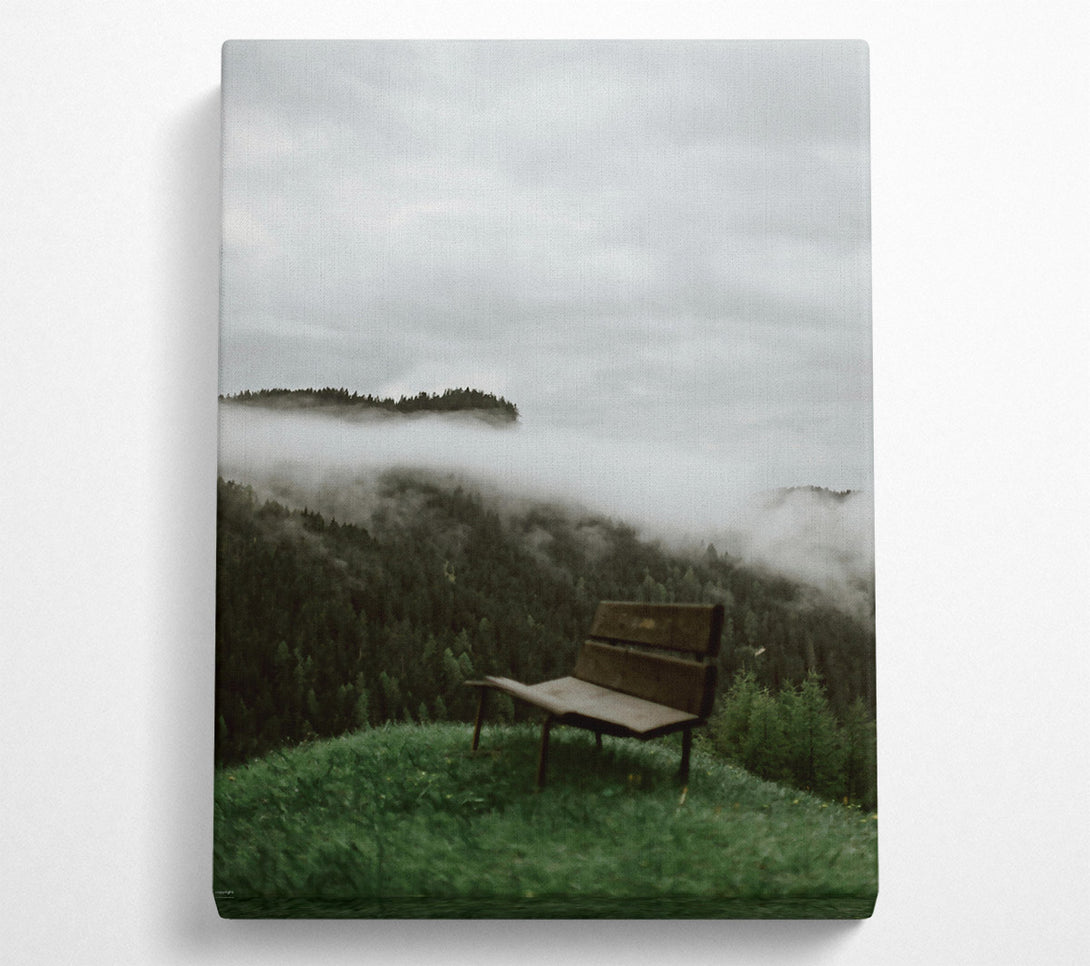  A Canvas Print of Green Foggy Bench Canvas Wall Art