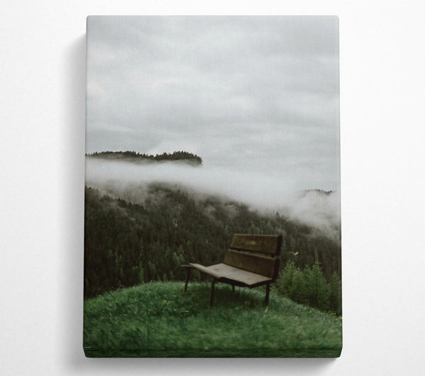  A Canvas Print of Green Foggy Bench Canvas Wall Art