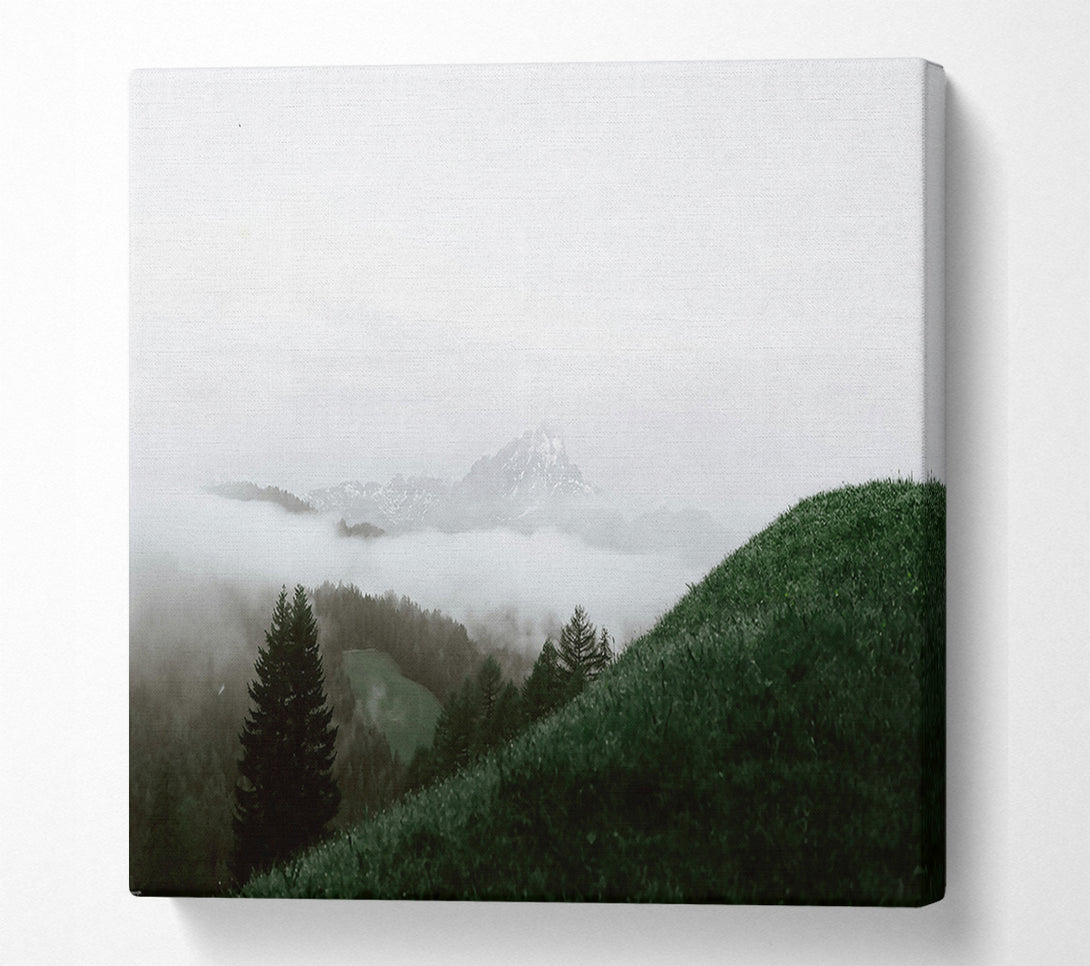  A Canvas Print of Green Foggy Peak Canvas Art