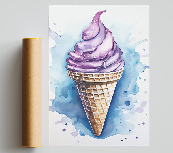 Purple Ice Cream Cone Print