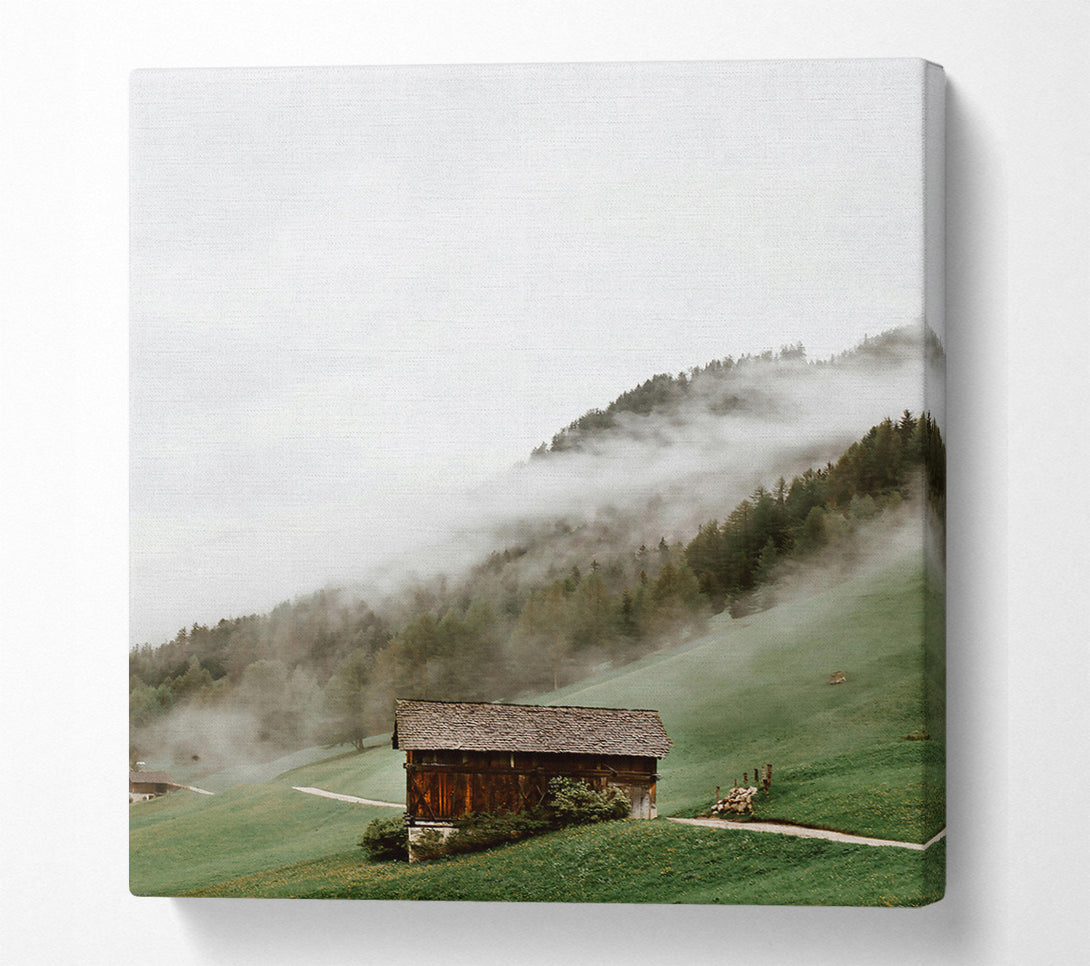  A Canvas Print of Green Mist Cabin Canvas Print