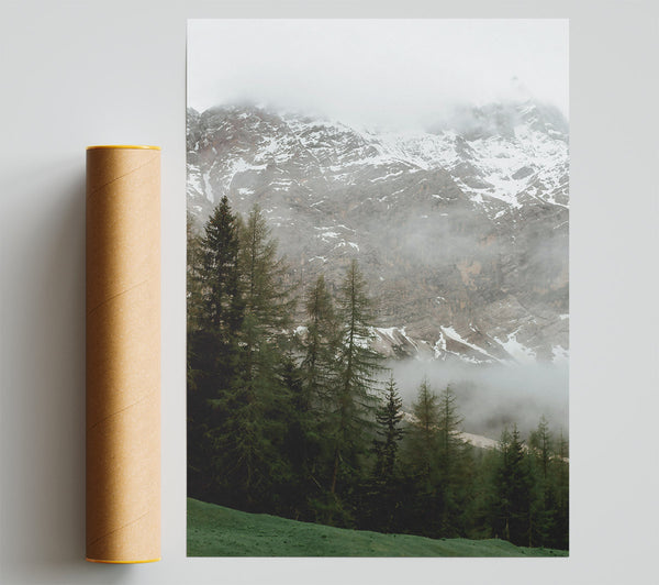Green Peaks In Mist Print