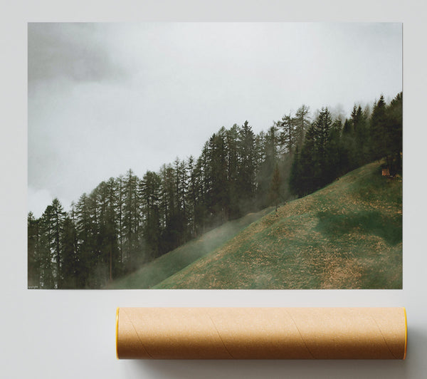 Green Foggy Hillsides Poster