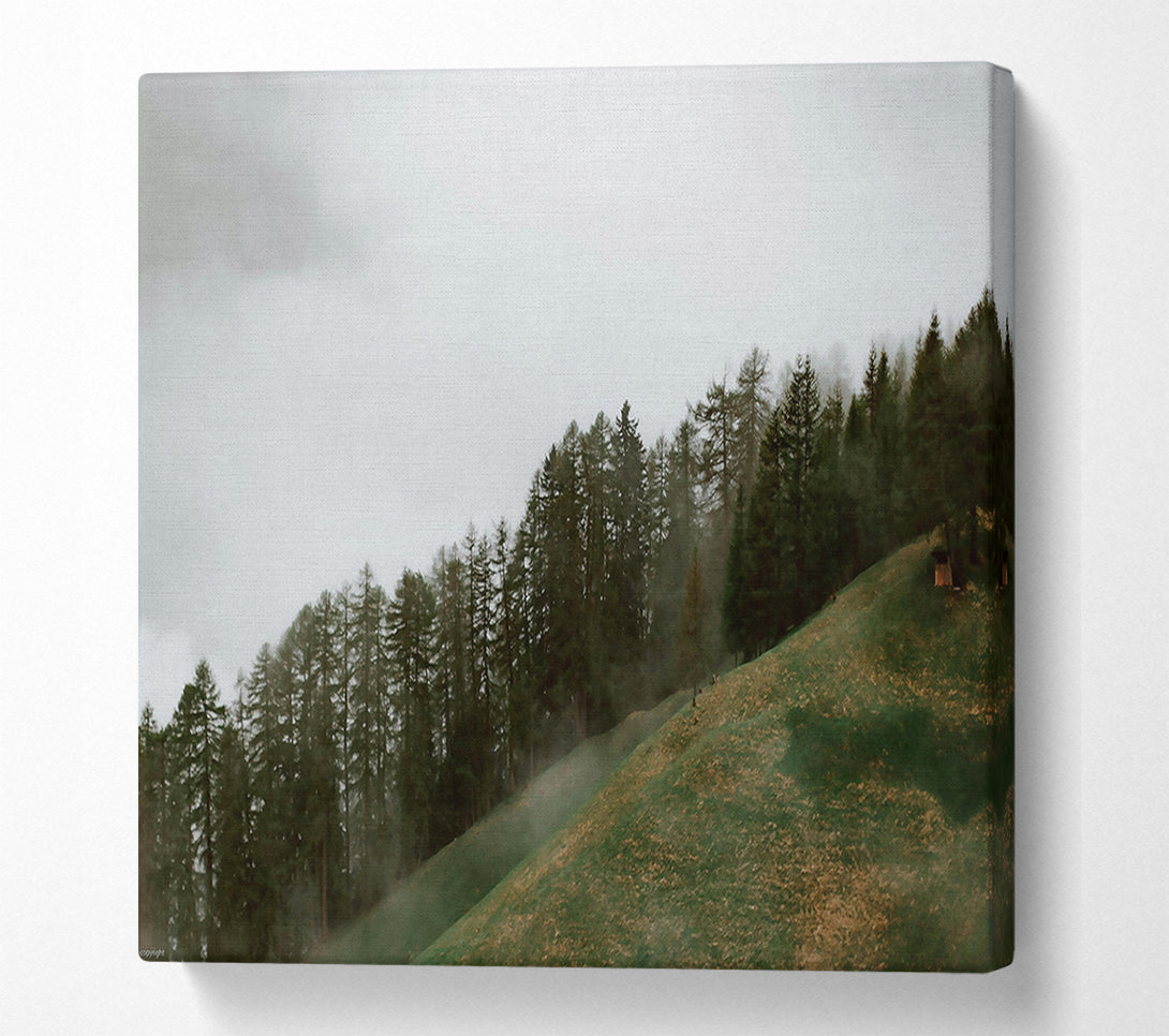  A Canvas Print of Green Foggy Hillsides Canvas Wall Art