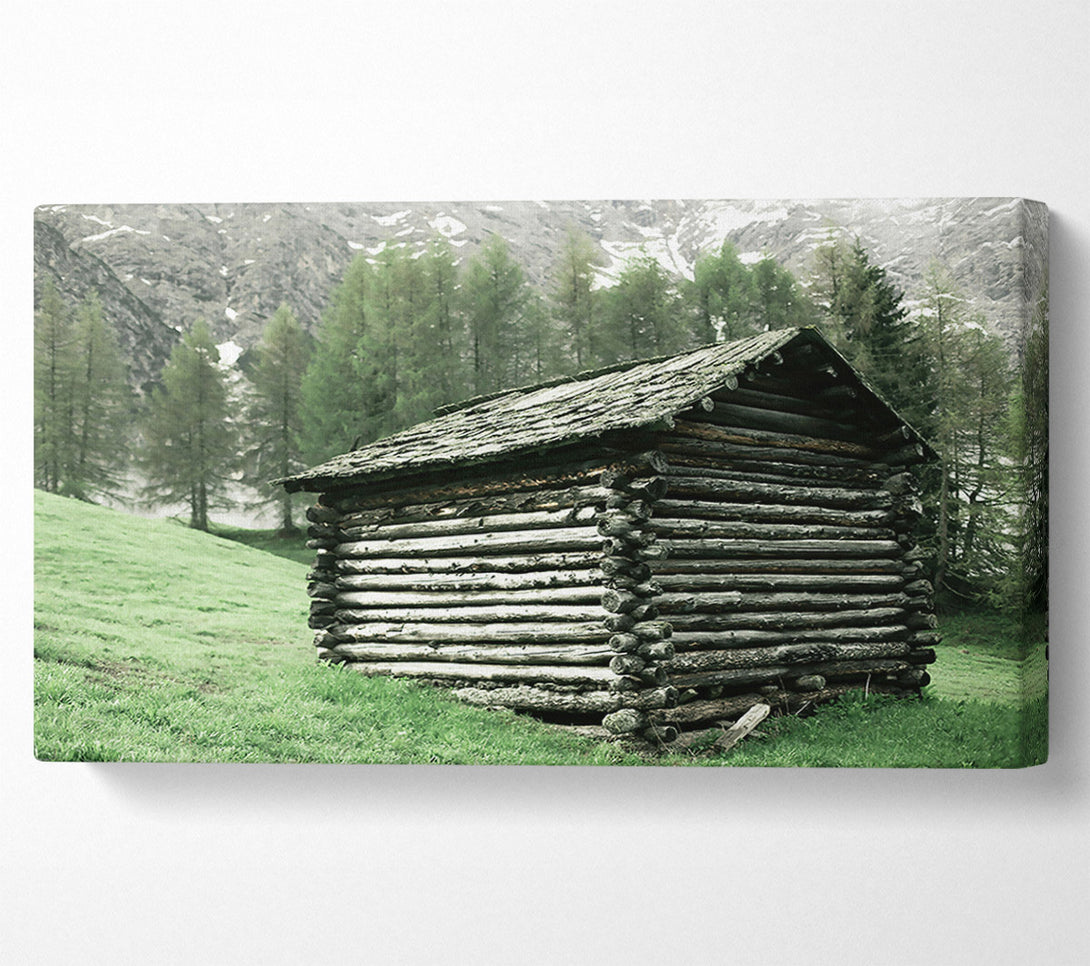  A Canvas Print of Green Cabin In The Hills Canvas Wall Art