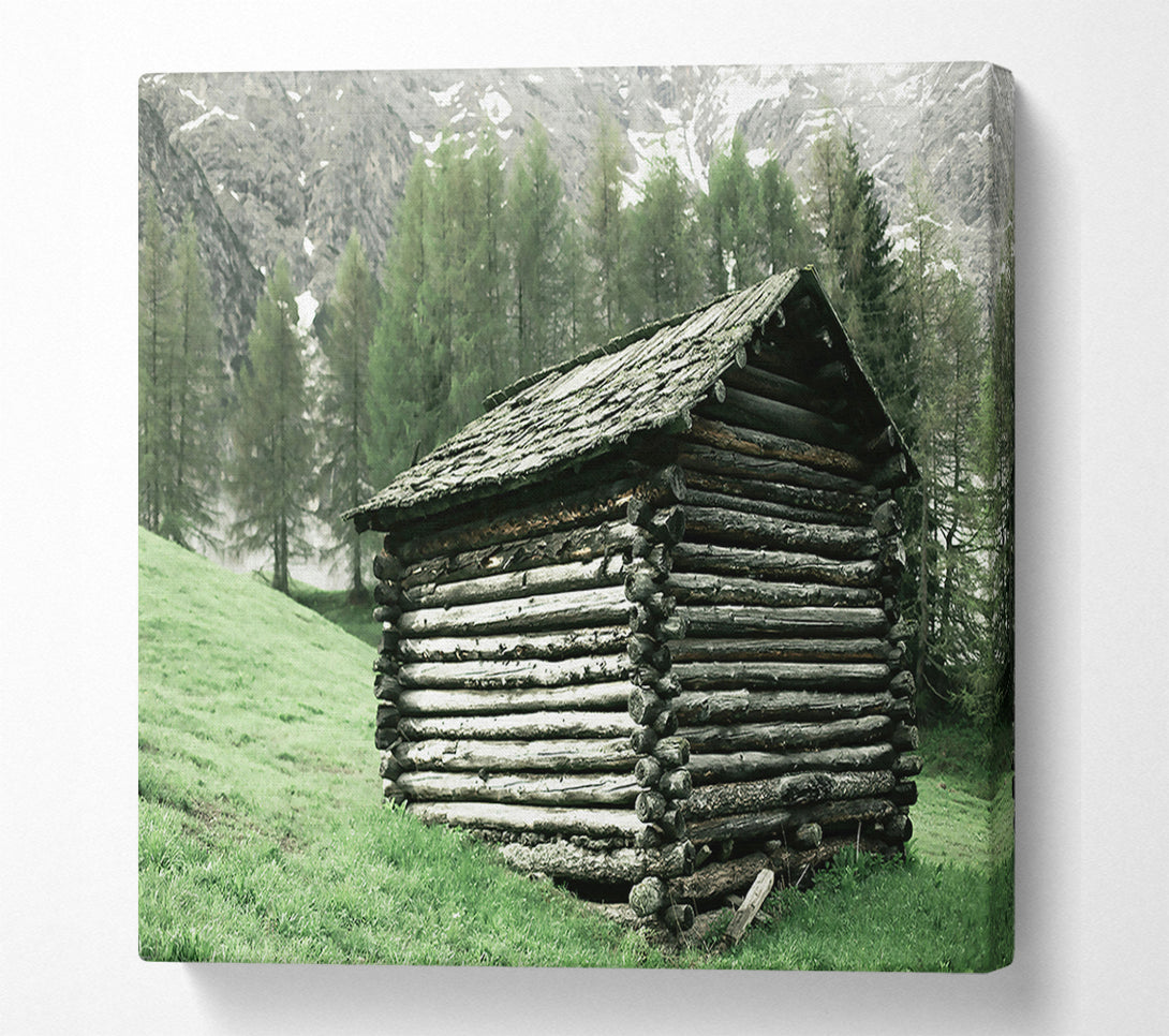  A Canvas Print of Green Cabin In The Hills Canvas Wall Art
