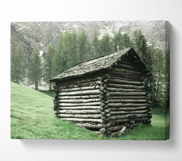  A Canvas Print of Green Cabin In The Hills Canvas Wall Art