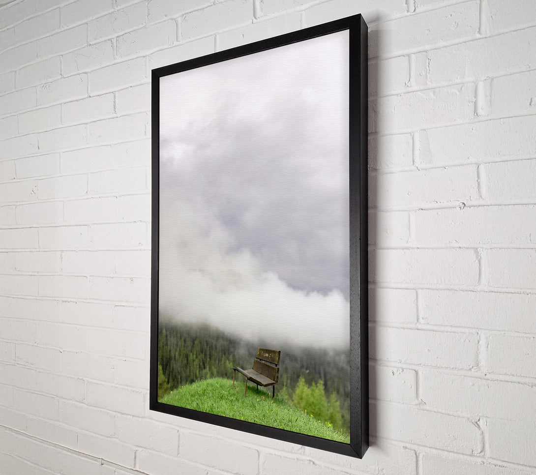  A Canvas Print of Green Bench In The Fog Canvas Art