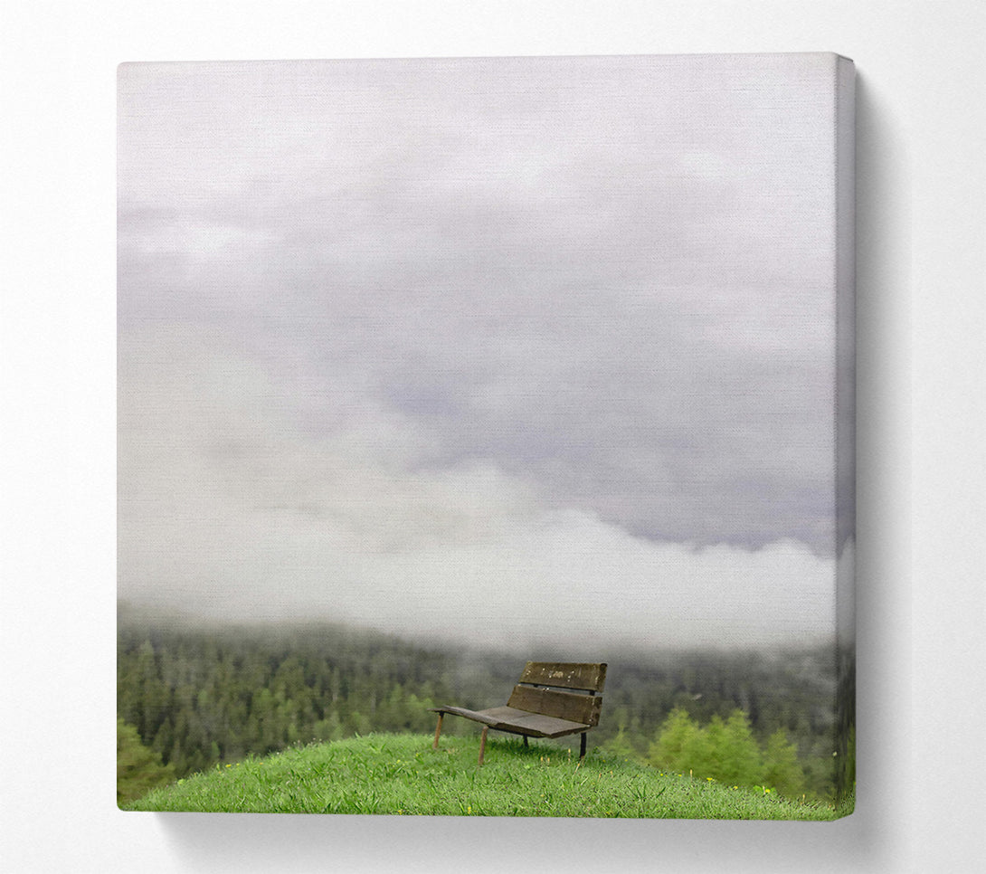  A Canvas Print of Green Bench In The Fog Canvas Art