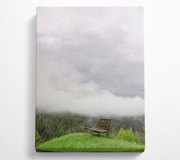 A Canvas Print of Green Bench In The Fog Canvas Art