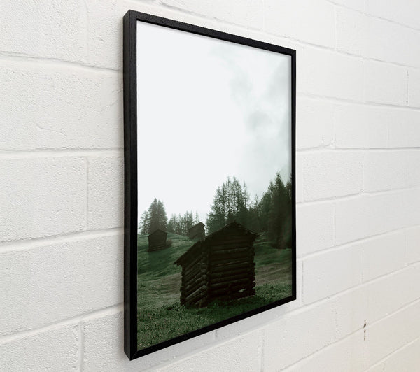 Green Cabin In Mist
