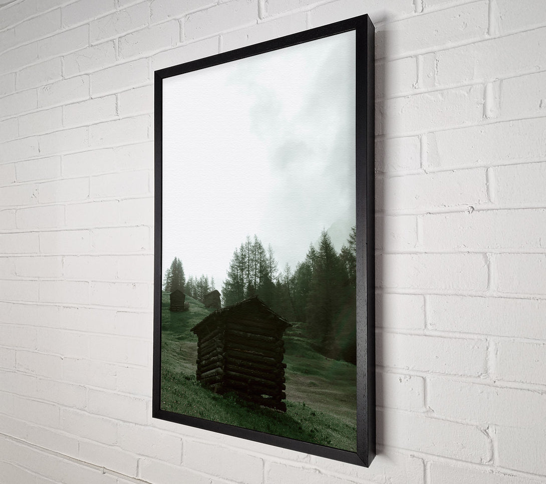  A Canvas Print of Green Cabin In Mist Canvas Art
