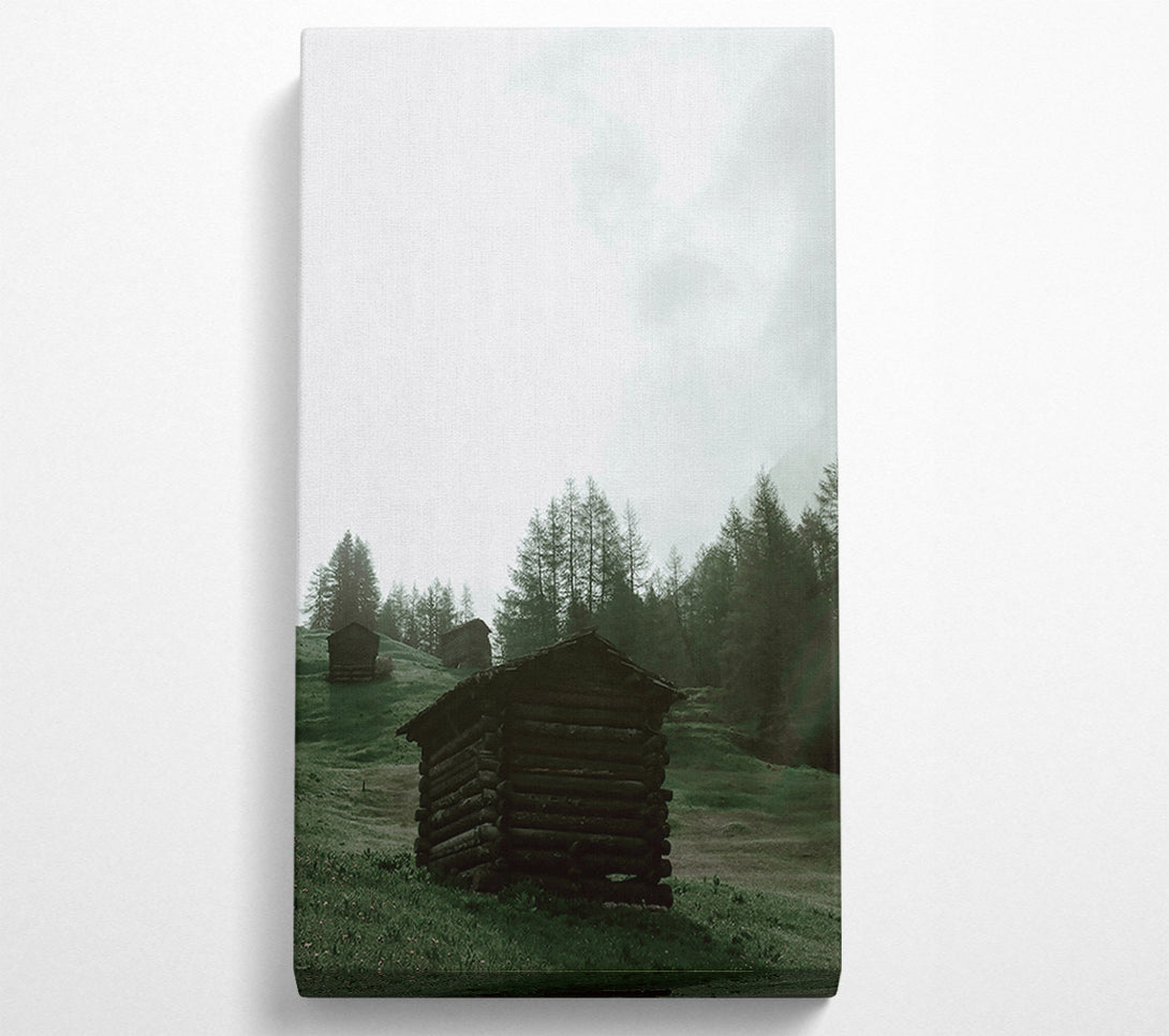 A Canvas Print of Green Cabin In Mist Canvas Art