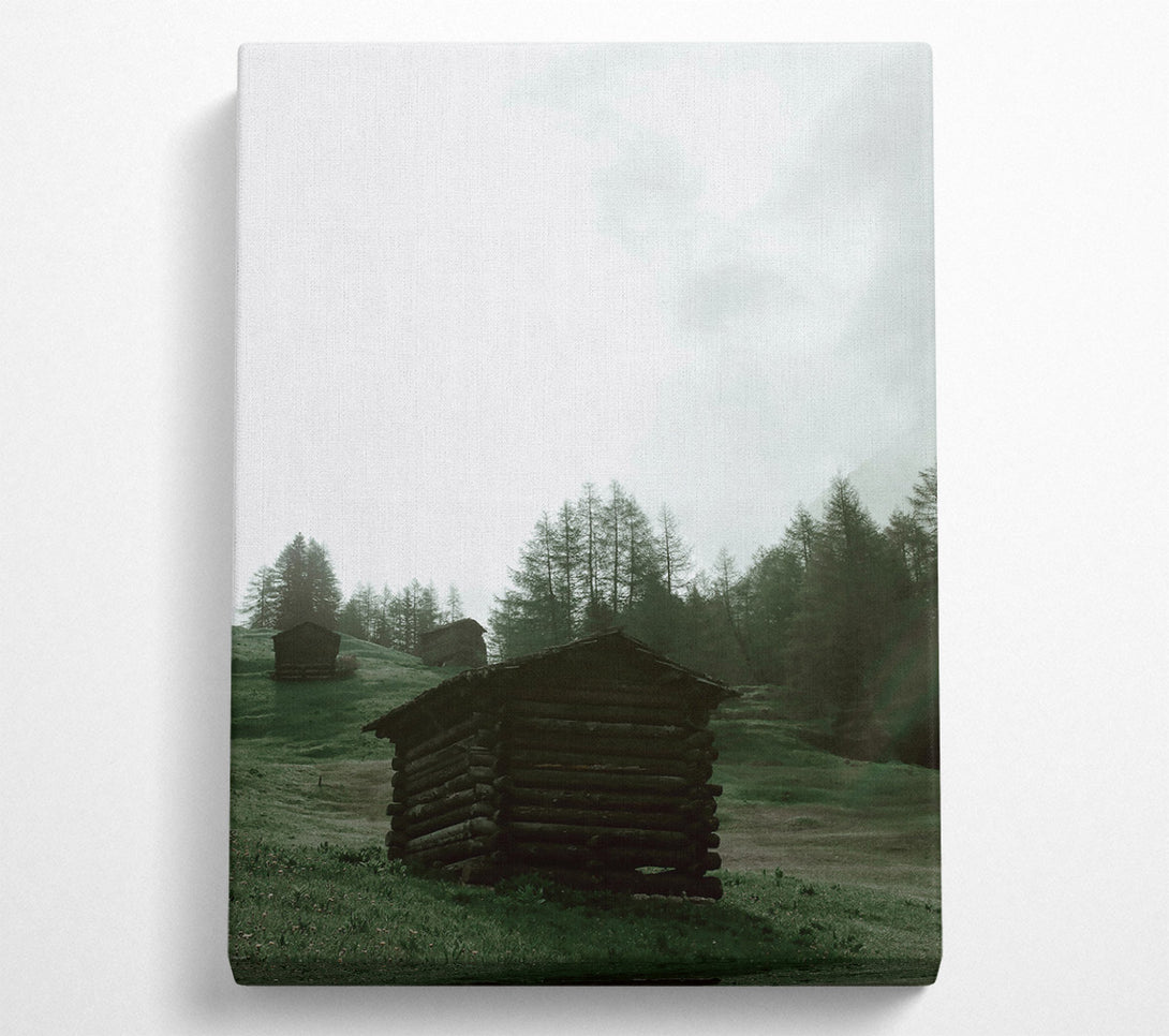  A Canvas Print of Green Cabin In Mist Canvas Art