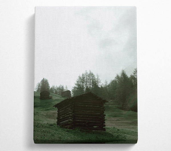  A Canvas Print of Green Cabin In Mist Canvas Art