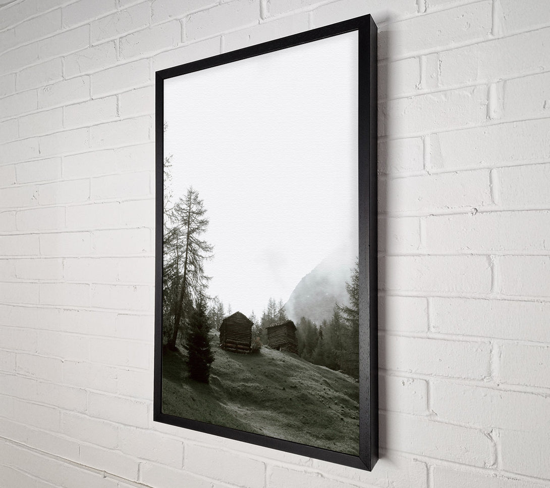  A Canvas Print of Green Foggy Cabins Canvas Wall Art