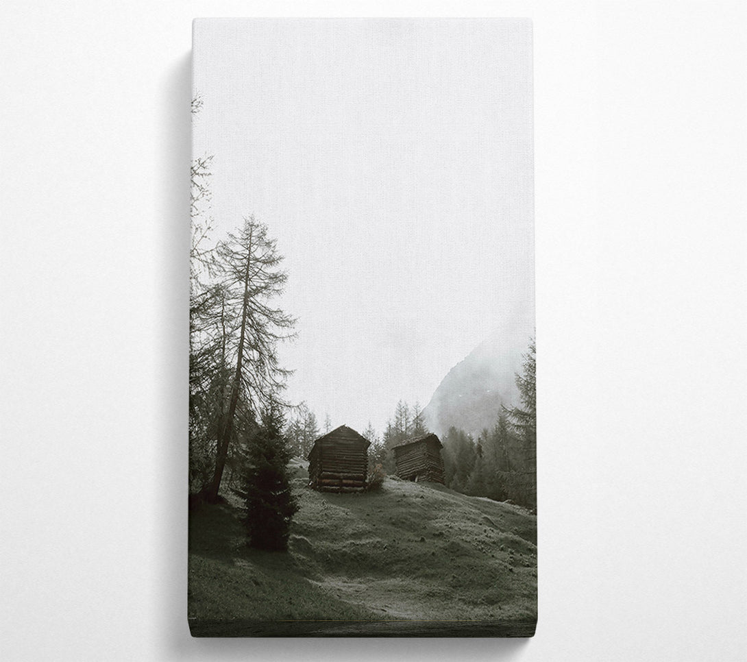  A Canvas Print of Green Foggy Cabins Canvas Wall Art