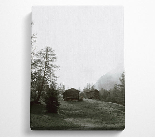  A Canvas Print of Green Foggy Cabins Canvas Wall Art
