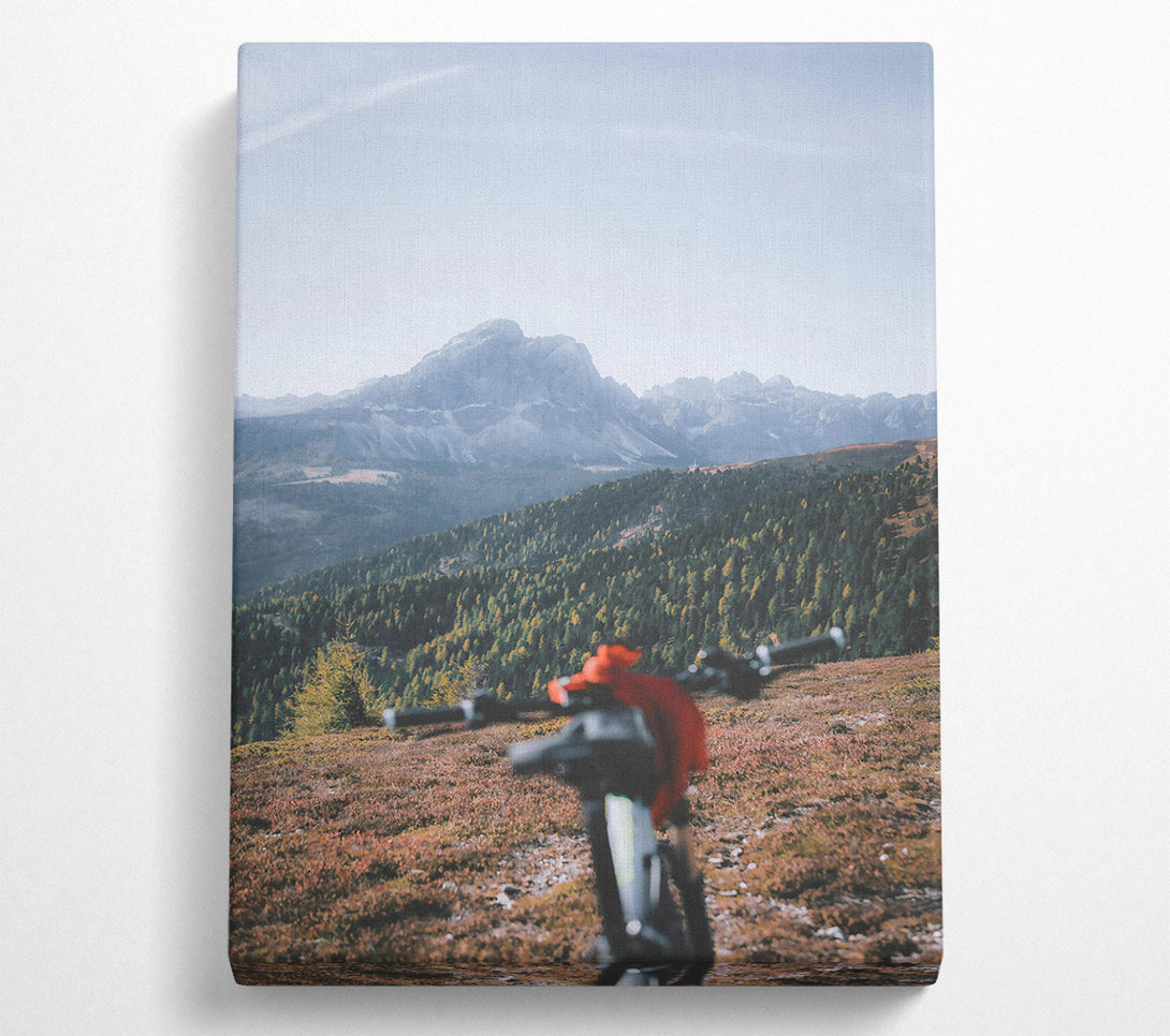  A Canvas Print of Red Bike Mountain View Canvas Art