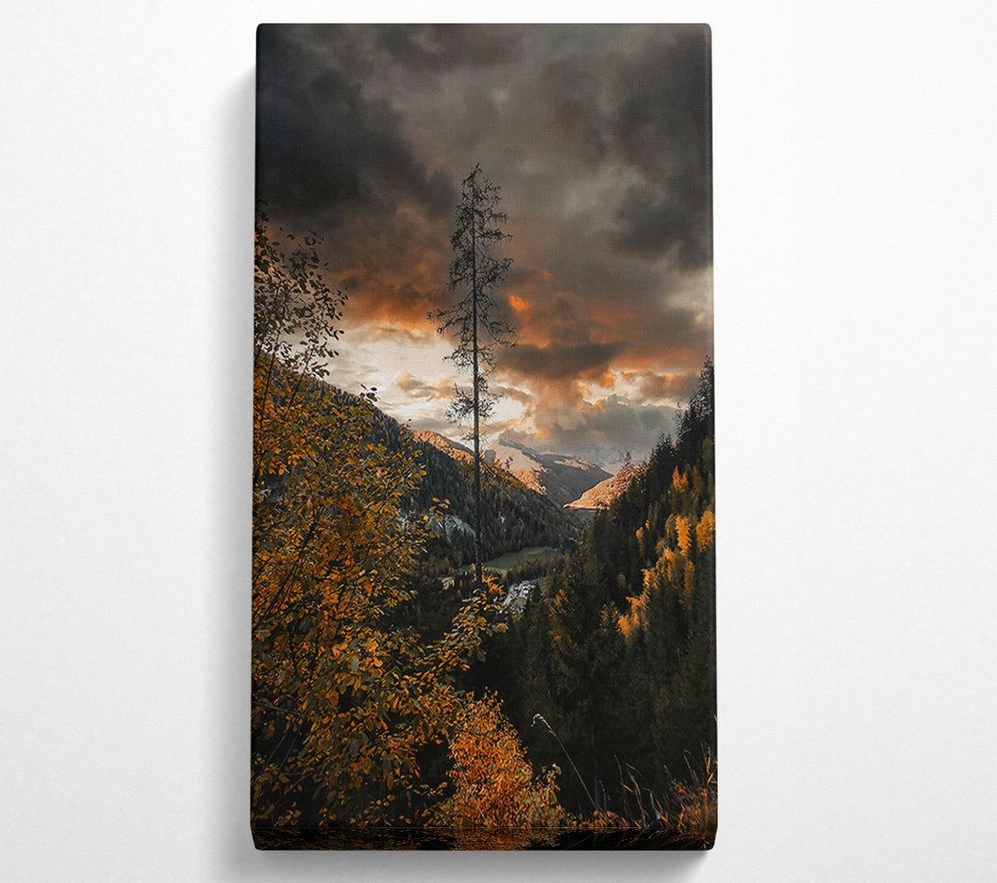  A Canvas Print of Orange Sunset Valley Canvas Print