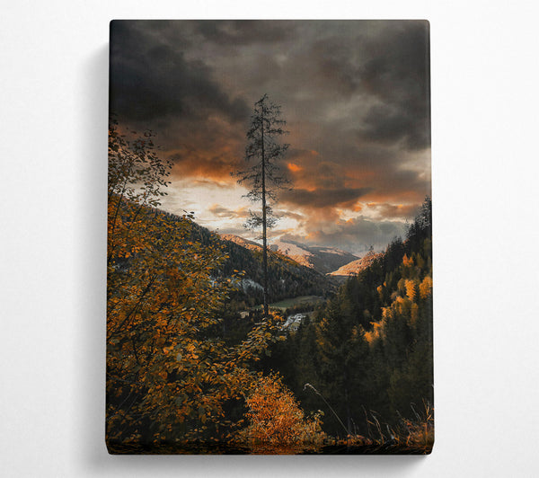  A Canvas Print of Orange Sunset Valley Canvas Print