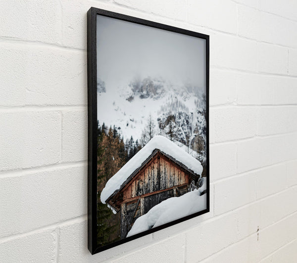 Brown Cabin In White Snow