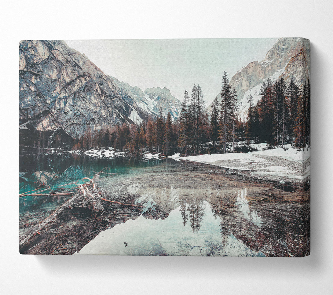  A Canvas Print of Teal Mountain Reflection Canvas Wall Art