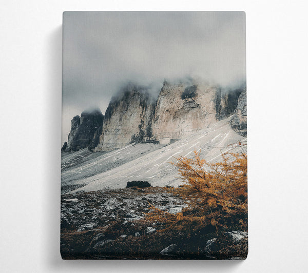  A Canvas Print of Golden Peaks In Fog Canvas Print