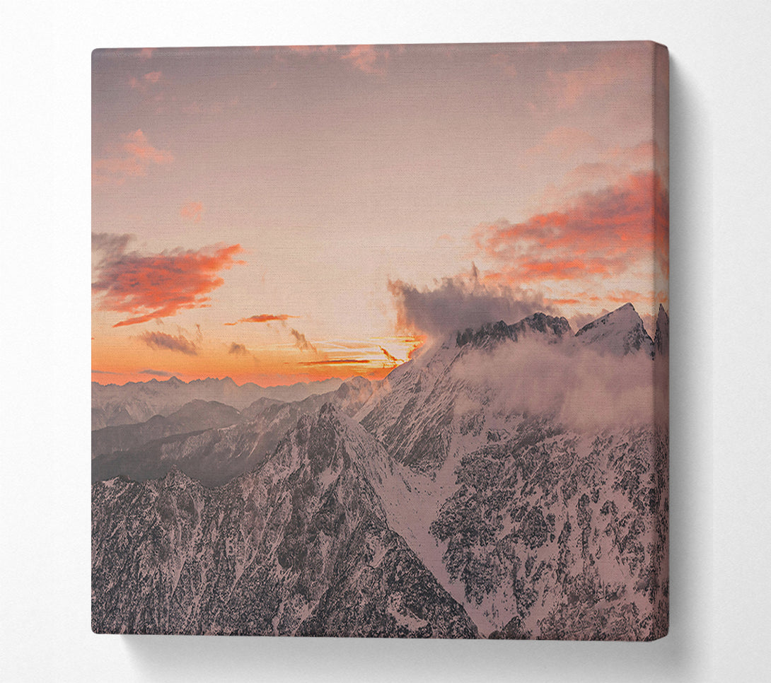  A Canvas Print of Crimson Peaks At Sunset Canvas Art