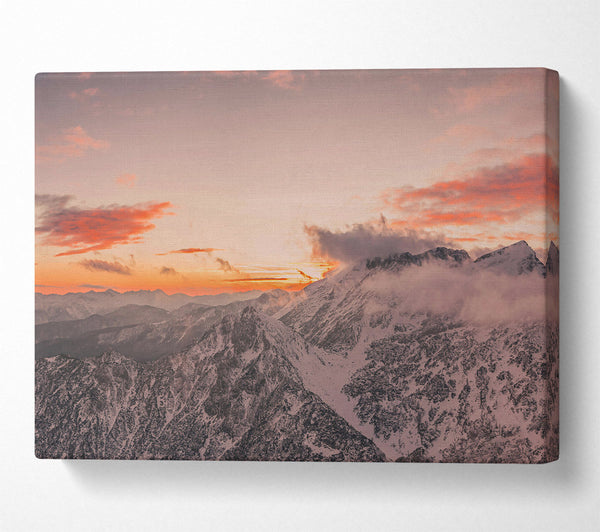  A Canvas Print of Crimson Peaks At Sunset Canvas Art