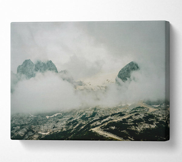  A Canvas Print of Green Peaks In Fog Canvas Print