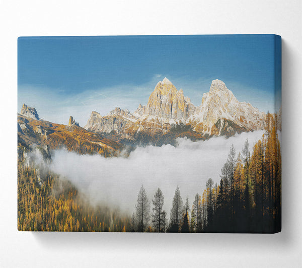  A Canvas Print of Golden Peaks In Mist Canvas Wall Art