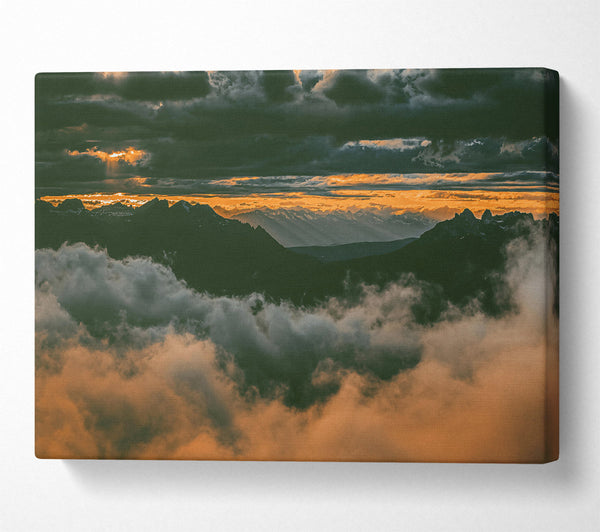  A Canvas Print of Golden Mountain Clouds Canvas Art