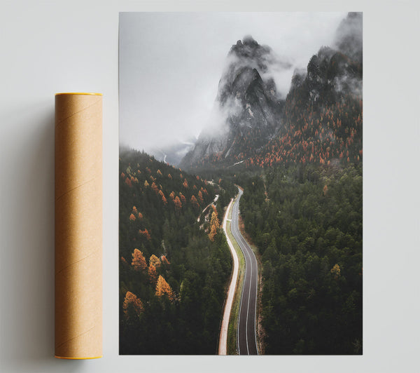 Golden Road Through Fog Giclee Print