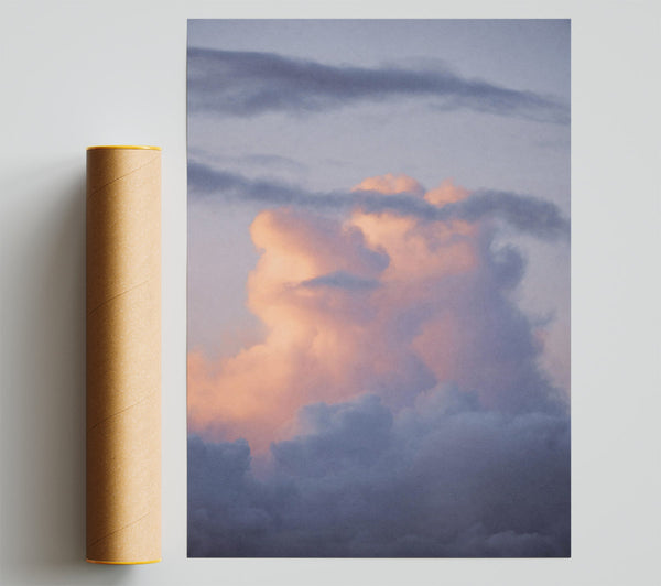 Peachy Evening Clouds Poster