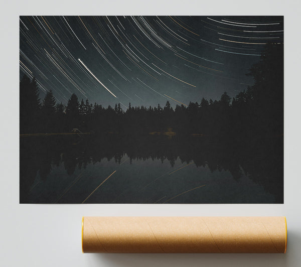 Black Night Trails Poster