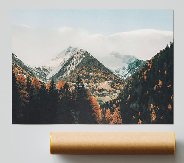 Orange Peaks And Fog Print