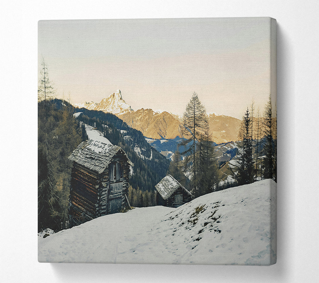  A Canvas Print of Golden Mountain Cabins Canvas Wall Art
