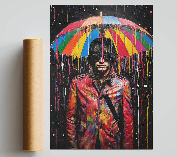 Rainbow Umbrella Man Giclee Print