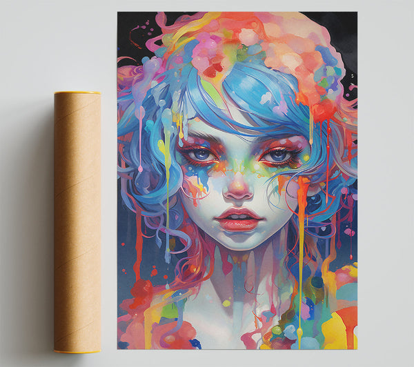 Rainbow Woman Face Print