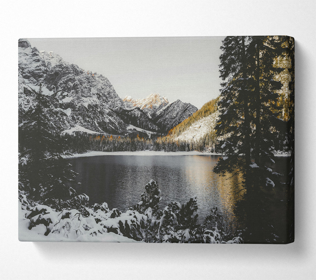  A Canvas Print of Golden Mountain Lake Canvas Wall Art
