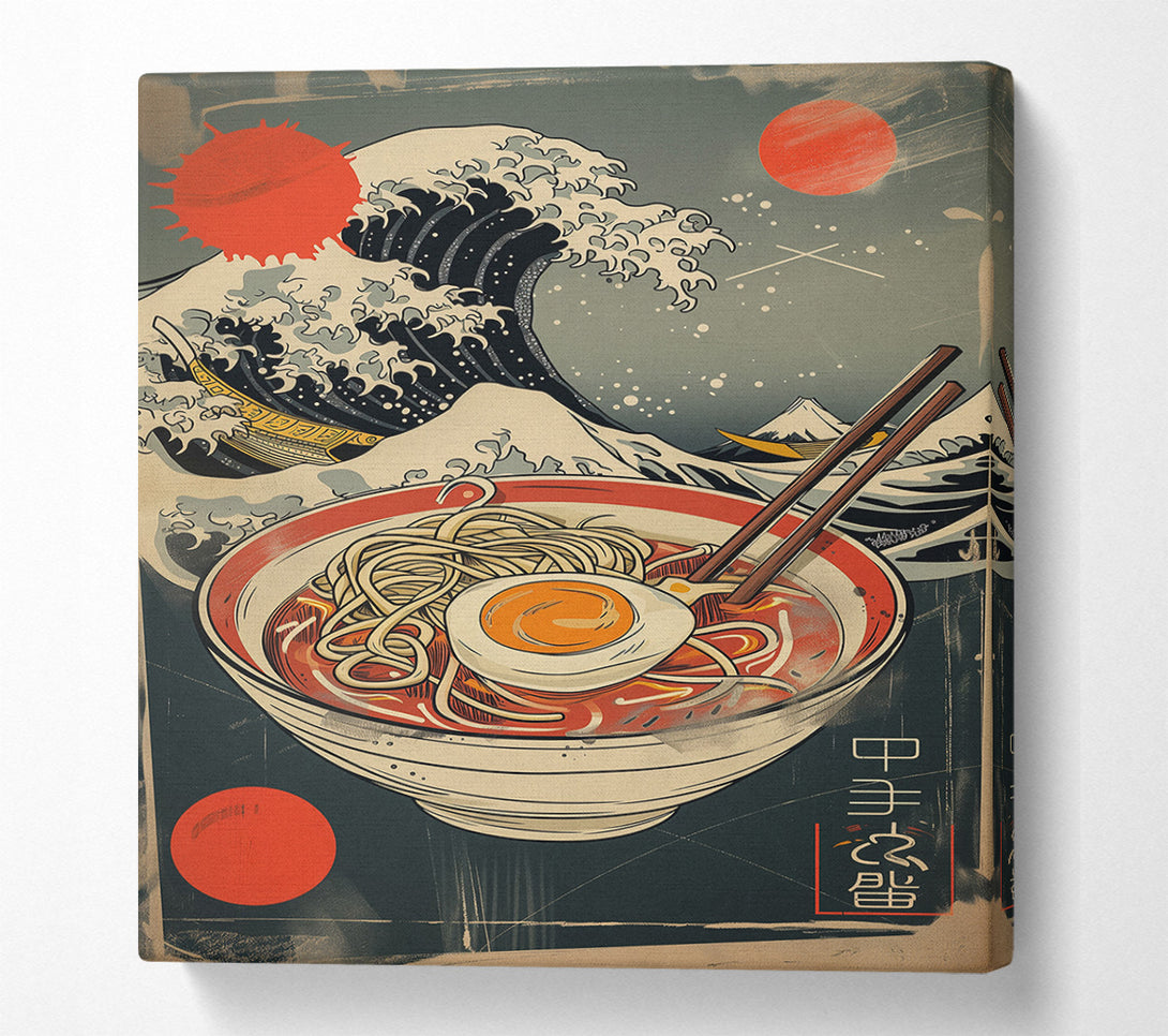  A Canvas Print of Ramen Egg Great Wave Canvas Print