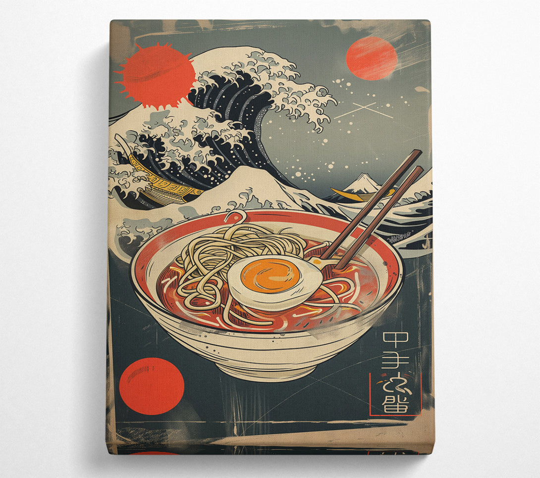  A Canvas Print of Ramen Egg Great Wave Canvas Print