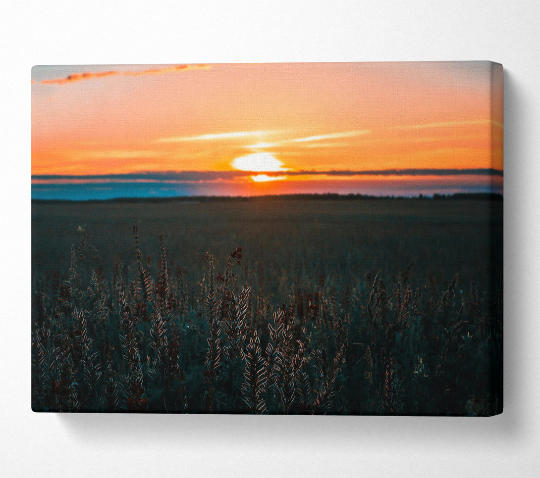  A Canvas Print of Orange Sunset Silhouette Canvas Art