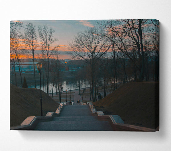  A Canvas Print of Orange Dusk Steps Canvas Print